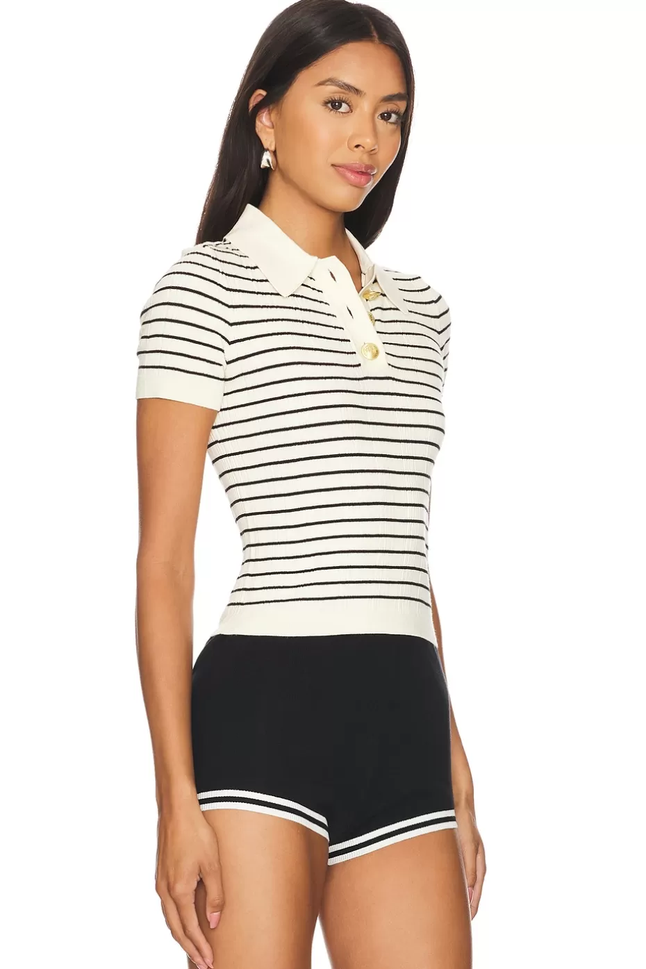 Lovers + Friends Camelia Stripe Short Sleeve Polo