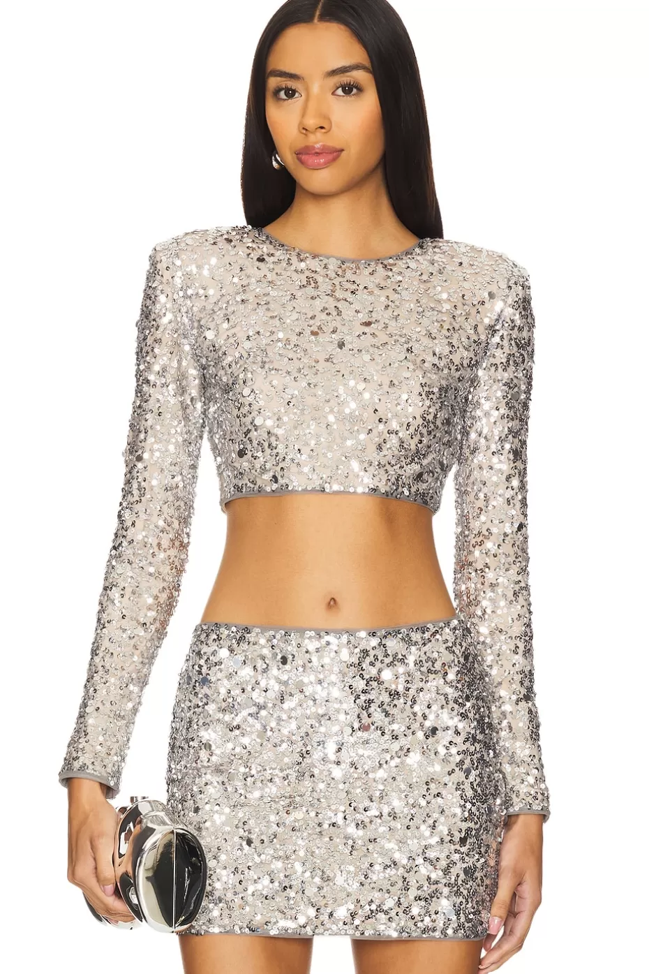 Lovers + Friends Crystal Sequin Cropped Top