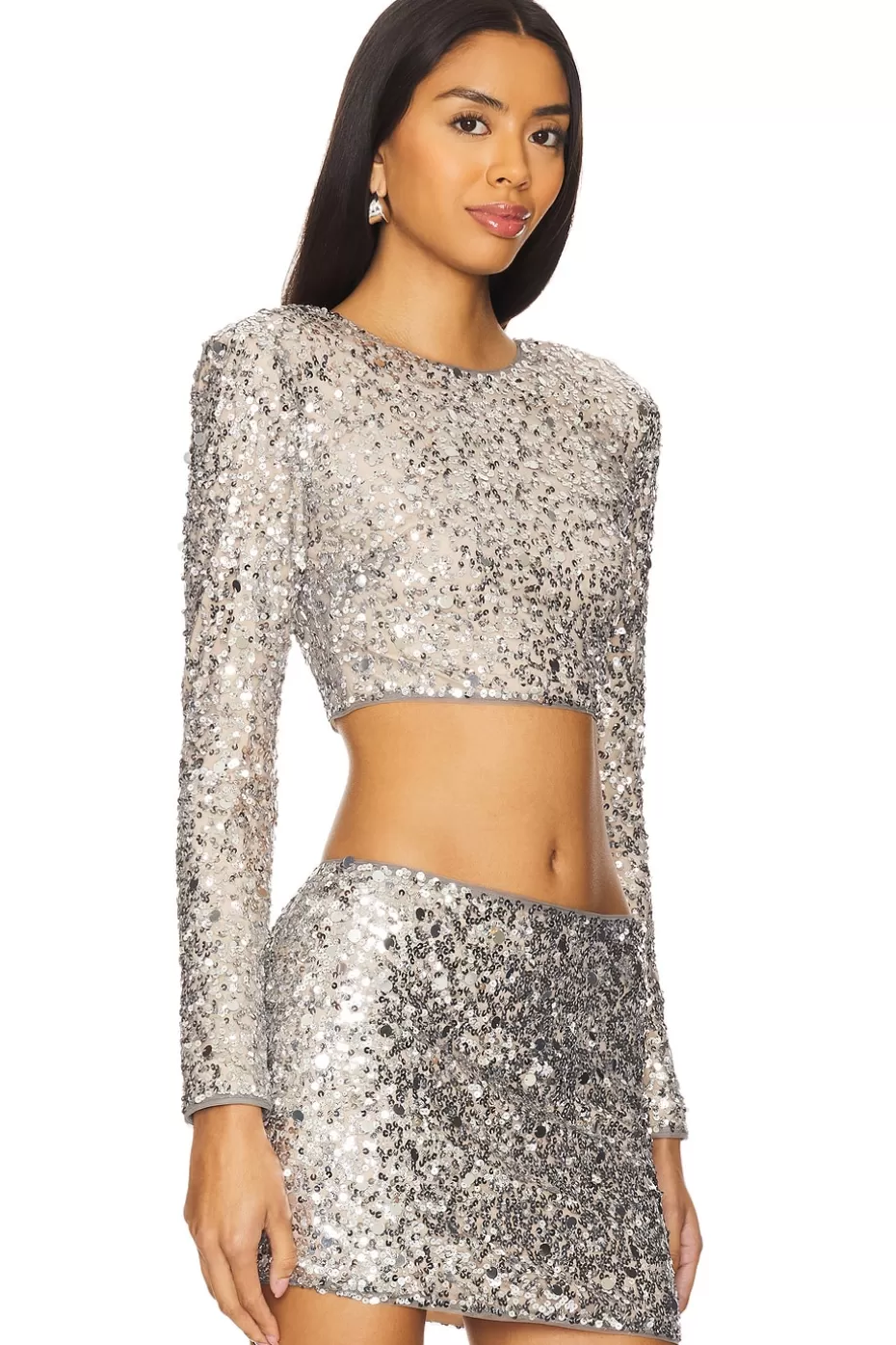 Lovers + Friends Crystal Sequin Cropped Top