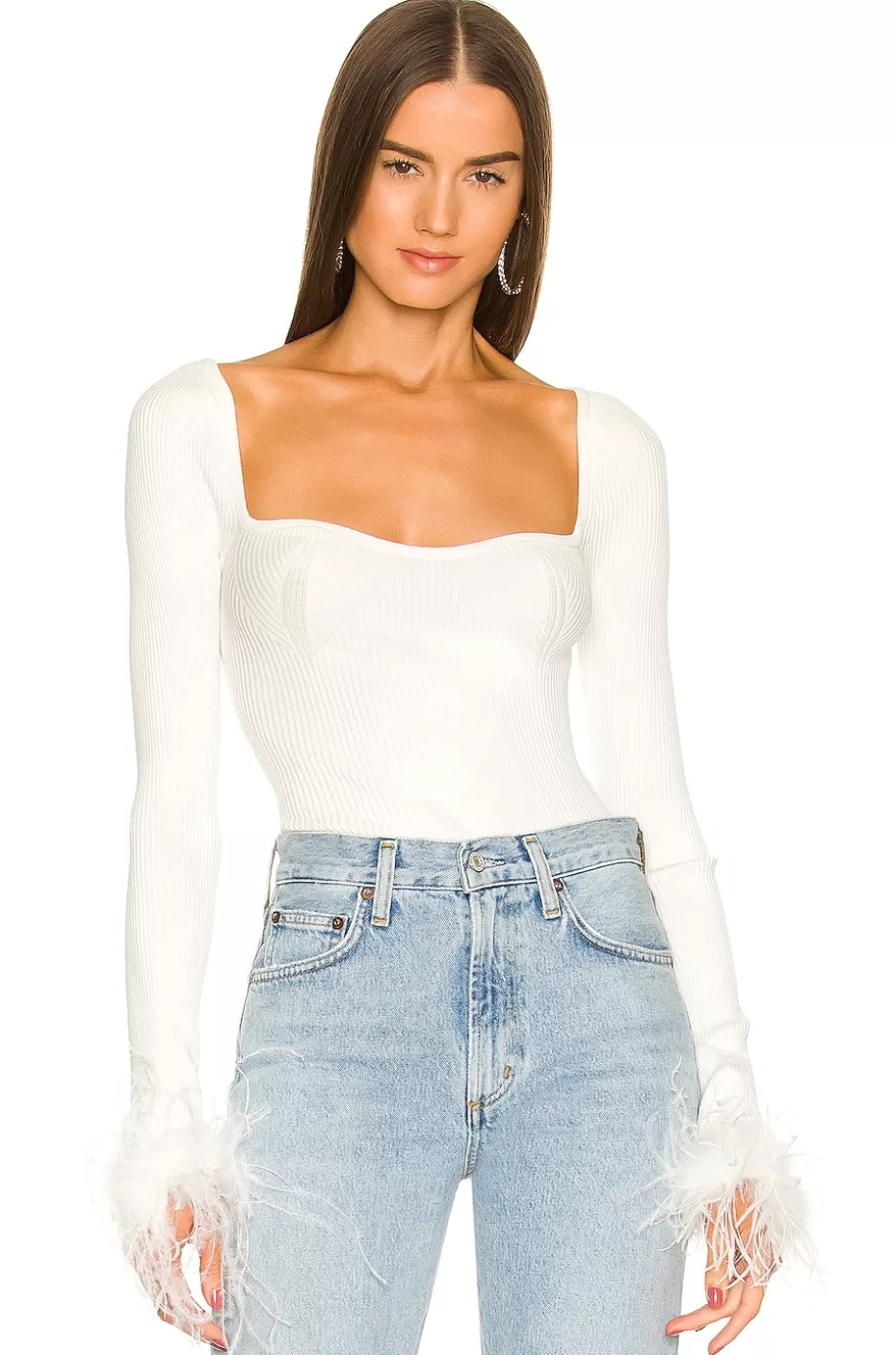 Lovers + Friends Kinsley Feather Trim Top