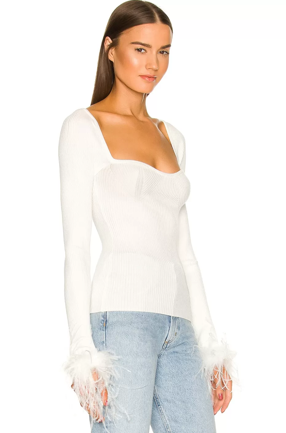 Lovers + Friends Kinsley Feather Trim Top