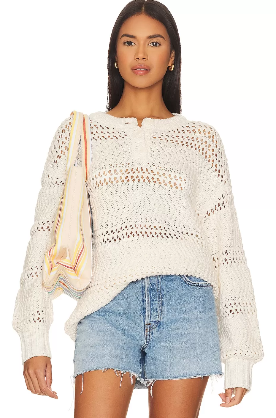 Lovers + Friends Mara Henley Open Stitch Sweater