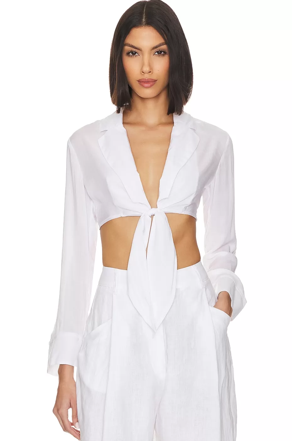 Lovers + Friends x Jetset Christina Noemi Cropped Beach Shirt